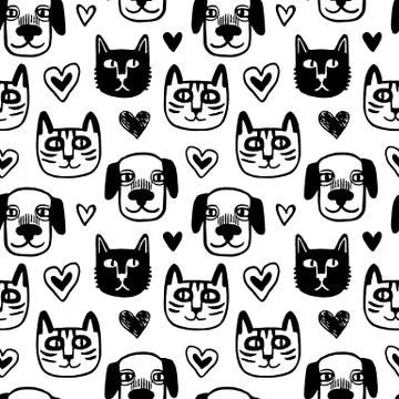 Seamless pattern with cute animals. Stock Illustration