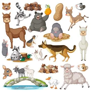 Seamless pattern with cute animals Stock Illustration