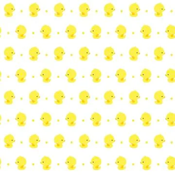 Seamless pattern with cute baby rubber ducks on white background, design for  Stock Illustration