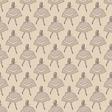 Seamless pattern with cute ballerinas. Decorative background with dancing gir Stock Illustration