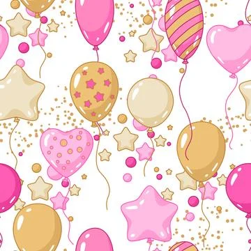 Seamless pattern with cute balloons. Decoration for celebration. Illustrazione stock