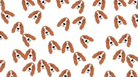 Seamless pattern of cute beagle dog faces on white background illustration Stock Footage 345539298