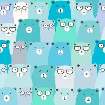 Seamless pattern with cute bear background, Cute bear doodle art for kids, Ve Stock Illustration