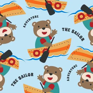 Seamless pattern with cute bear sailor, Cute Marine pattern Stock Illustration