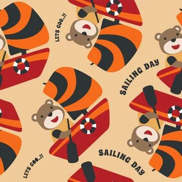 Seamless pattern with cute bear sailor, Cute Marine pattern Illustrazione stock