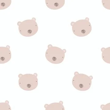 Seamless pattern with cute bear, teddy. simple flat vector. Hand drawing for  스톡 일러스트