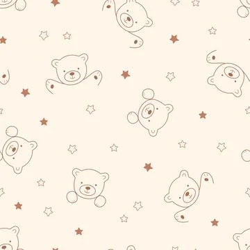 Seamless pattern of cute bears. Vector illustration of cartoon animals. Backg イラスト素材