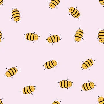 Seamless pattern cute bee character cartoon vector 스톡 일러스트