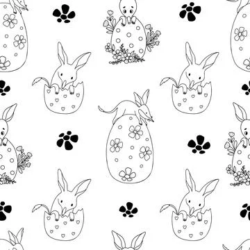 Seamless pattern with cute bilby animal with Easter egg on white background.. Stock Illustration