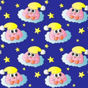 Seamless pattern with cute bird baby and star Illustrazione stock