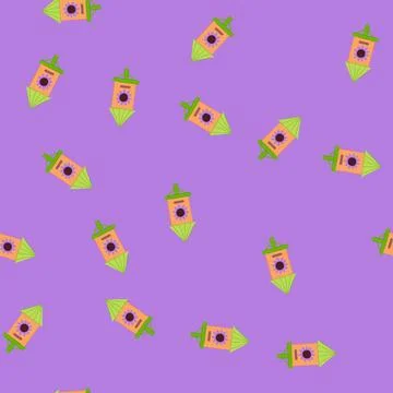 Seamless pattern cute bird house cartoon vector Illustrazione stock