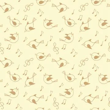 Seamless pattern with cute  birds. Stock Illustration