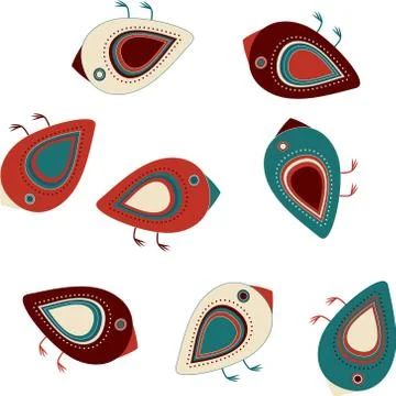 Seamless  pattern with cute birds - vector illustration Stock Illustration