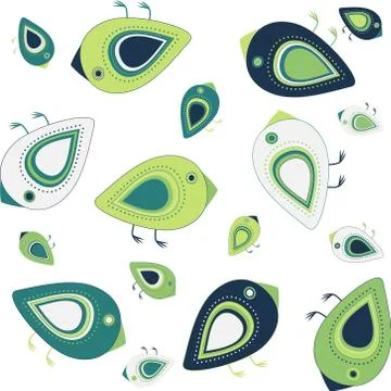 Seamless  pattern with cute birds - vector illustration Illustrazione stock
