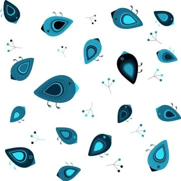 Seamless  pattern with cute birds - vector illustration Stockillustratie
