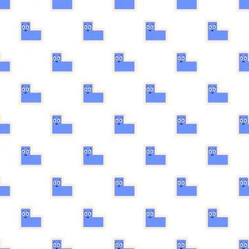 Seamless pattern with cute blue l shape characters Stock Illustration