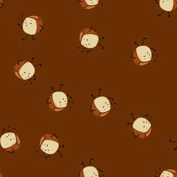 Seamless pattern cute bread character cartoon vector イラスト素材