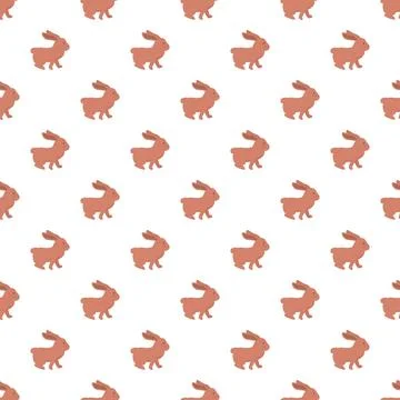 Seamless pattern with cute brown rabbits on white background Illustrazione stock