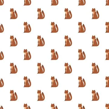 Seamless pattern with cute brown sitting cats Stock Illustration