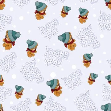 Seamless pattern with a cute brown teddy Stockillustratie