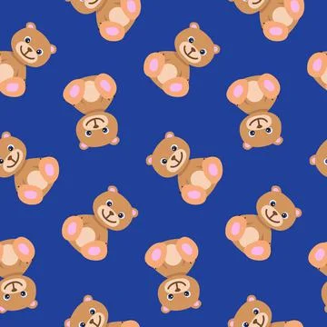 Seamless pattern with cute brown teddy bear in pastel colors. Baby illustration Stock Illustration