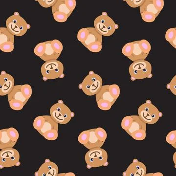 Seamless pattern with cute brown teddy bear in pastel colors. Baby illustration Stock Illustration