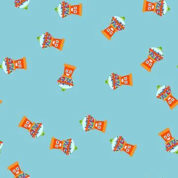 Seamless pattern cute bubblegum machine cartoon vector イラスト素材