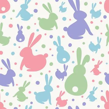 Seamless pattern with cute bunnies. Easter background. Vector Illustrazione stock