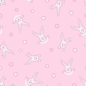 Seamless pattern of cute bunnies. Vector illustration of cartoon animals. B.. イラスト素材