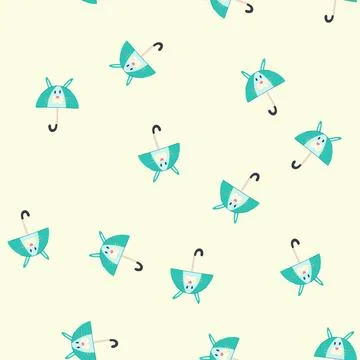 Seamless pattern cute bunny character umbrella creating a playful design イラスト素材