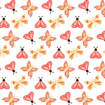 Seamless pattern with cute butterflies. Stock Illustration