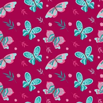 Seamless pattern with cute butterflies Stock Illustration
