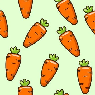 Seamless pattern with cute carrots. Print, wallpaper, packaging paper design, Stock Illustration