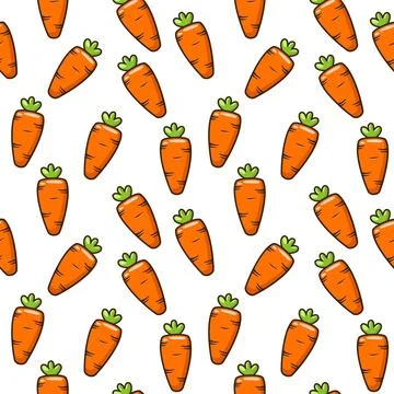 Seamless pattern with cute carrots on white background. Print, wallpaper, p.. Stock Illustration