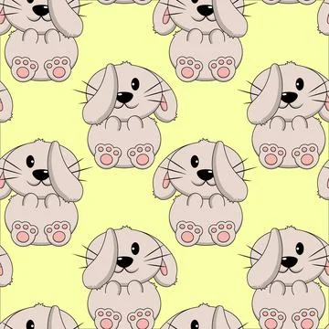 Seamless pattern with cute cartoon adorable Rabbit イラスト素材