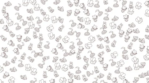 Seamless pattern of cute cartoon animal outlines ideal for playful designs .. Video stock 333488680