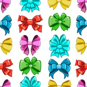 Seamless pattern cute cartoon bows Stock Illustration
