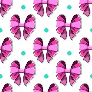 Seamless pattern cute cartoon bows Stock Illustration