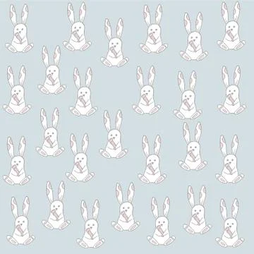 Seamless pattern with cute cartoon bunny Stock Illustration