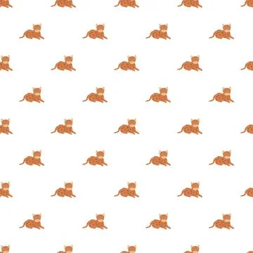 Seamless pattern with cute cartoon cheetahs lying 스톡 일러스트