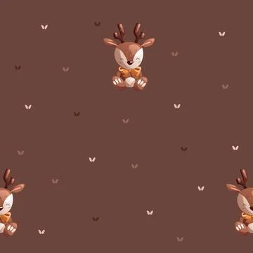 Seamless pattern of cute cartoon children's knitted toys of deer, elk. Stock Illustration