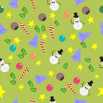 Seamless pattern with cute cartoon Christmas Stock Illustration