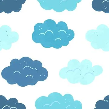 Seamless pattern with cute cartoon clouds. Vector illustration. Stockillustratie