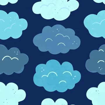 Seamless pattern with cute cartoon clouds. Vector illustration. Stockillustratie