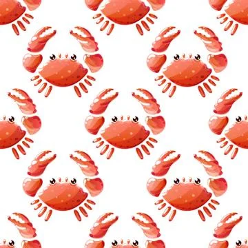 Seamless pattern with cute cartoon crabs on white background. Stock illustration Illustrazione stock