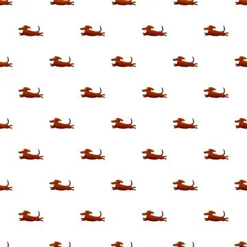 Seamless pattern with cute cartoon dachshund dogs Stock Illustration