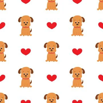 Seamless pattern with cute cartoon dog. Vector illustration. Stock Illustration
