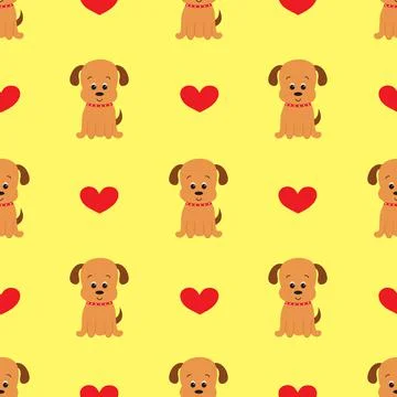 Seamless pattern with cute cartoon dog. Vector illustration. 스톡 일러스트