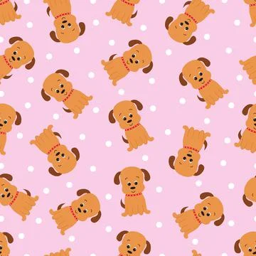 Seamless pattern with cute cartoon dog. Vector illustration.	 Stock-Illustration