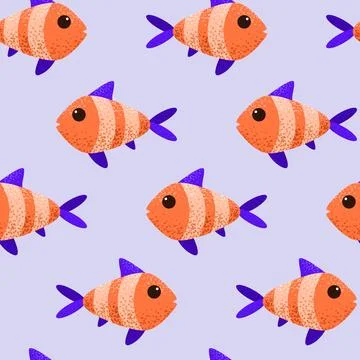 Seamless pattern with cute cartoon fish for childish print. Stock Illustration